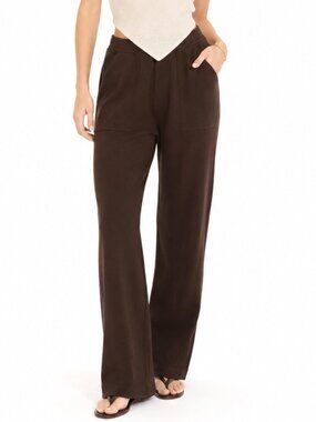 St John Sport Brown Knit Pants Womens M Pull On Straight Leg Quiet Luxury USA